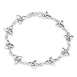 Celtic Trinity Bracelet Sterling Silver Spiritual Irish Love Knot Triquetra Religious Oxidized