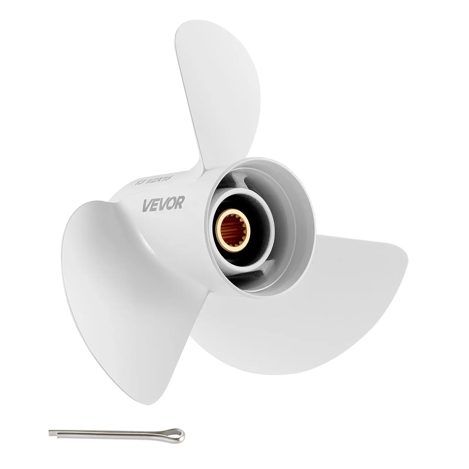 VEVOR Aluminum Alloy Outboard Propeller, Upgrade OEM 6E5-45947 15 Spline Tooth Lightweight Prop for Yamaha 60-130 HP Engines, 4-1/4" Gearcase, 3-Blade RH Rotation, Fit Fishing & Cruising Boats, Right Hand