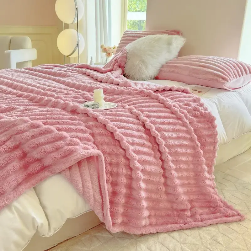 【Super Category】ROSEKIND Fleece Throw Blanket, Super Soft Blanket, 3D Stripe Texture Fluffy Blanket,Anxiety Relief,Dupe,Throw Blanket for Couch, Sofa, Bed, Living Room, Home Decor, All Seasons, Decorative, Gift Idea