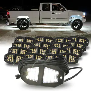 Winunite 210 Degrees Rock Lights,30 Wide Angle SMD Chips,6000K Pure White,IP67 waterproof,4M Extension Wires,High Adhesive Stickers,Plug and Play,Fits Trucks Trailer Cars SUV ATV UTV Boats RGB LED utv,cars accessories