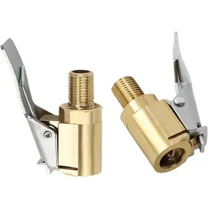 8mm Tire Air Chuck with Locking Clip, Brass Leak-Proof Tire Inflator Nozzle Adapter, Heavy-Duty Air Pump Connector for Car Bike Inflator Compressor Accessories Automotive Tire Inflator