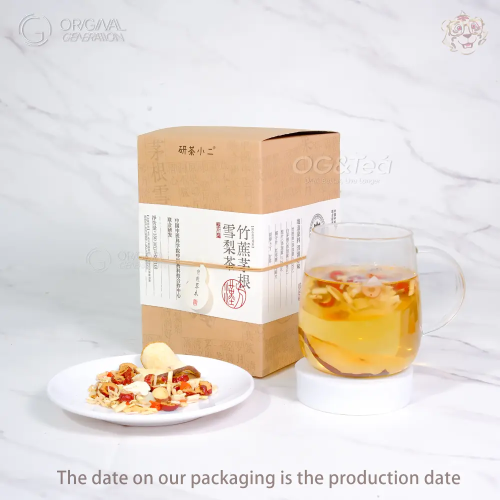 Sugar Cane Snow Pear Tea 150g(15g×10packs) With Red Dates, Pear Slices, Cogon Grass Rhizome, Sugar Cane, Licorice Root, Carrot, Water Chestnut Slices, Coconut Flakes