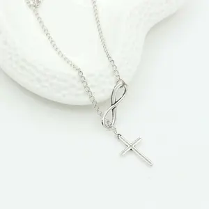 Cross necklace silver sliding clavicle chain female jewelry daily matching