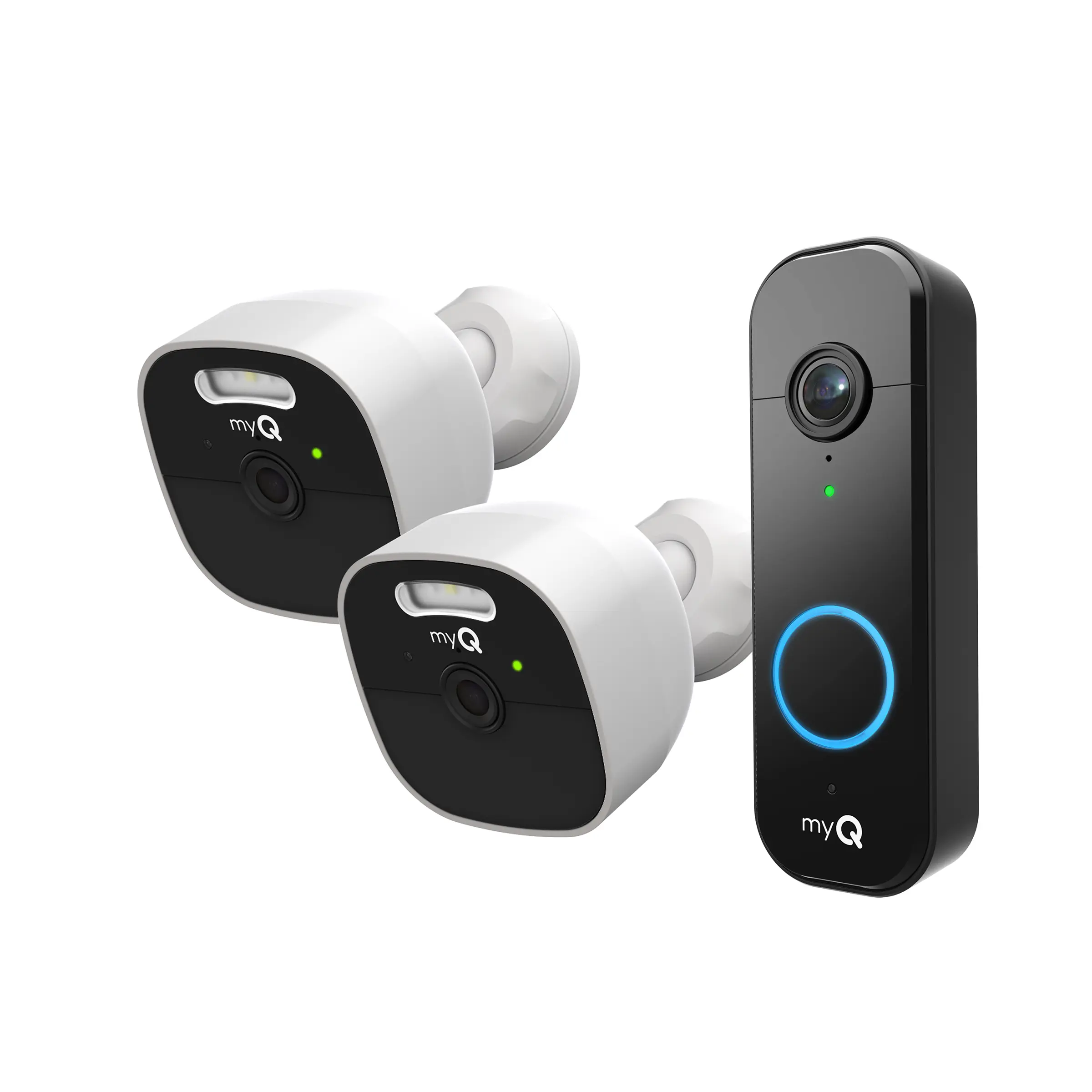 myQ Outdoor Battery Camera 2-Pack + Smart Video Doorbell 2K Bundle