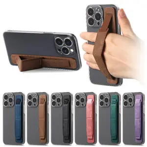 1PC Push-Pull Anti-Slip Adhesive Mobile Cellphone Mount, Multi-Functional Portable Solid Colors Stand with Wrist Strap, Fall-Proof Universal Sports & Outdoor Protective Accessories,summervibes