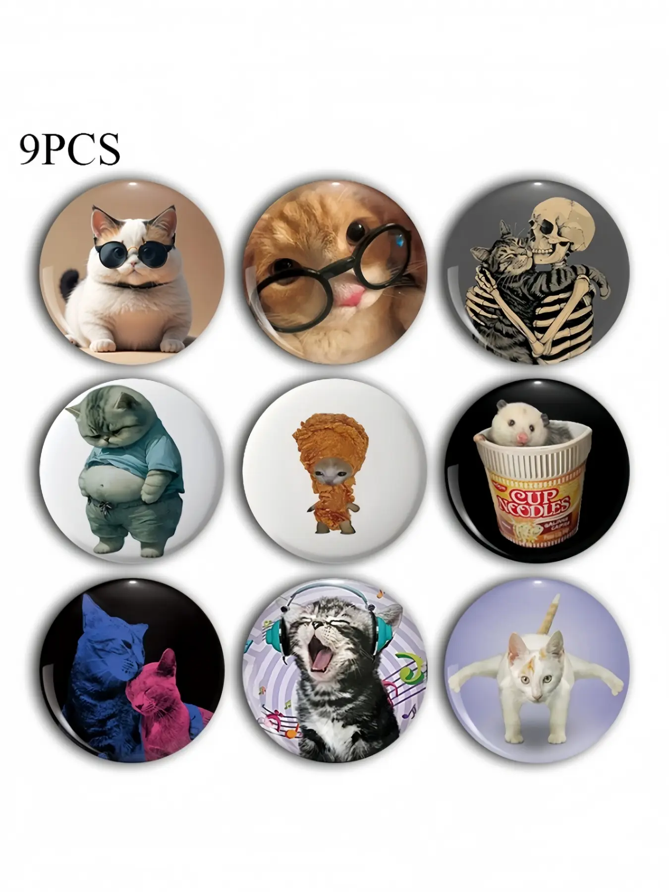 Cute Cat Brooch Pin Badge, Unique Fashion Accessory, Round Plastic DIY Button, Unisex Decorative Pins for Jeans, T-Shirts, Backpacks, Hats, Fun, Drop Set Pins, Men Accessories