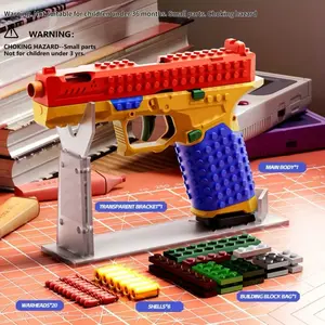New Toy Gun Series, Automatic Shell Ejection Toy Handgun, DIY Building Block Set, Soft Bullet Kit, Includes Stand, Blocks, Shells