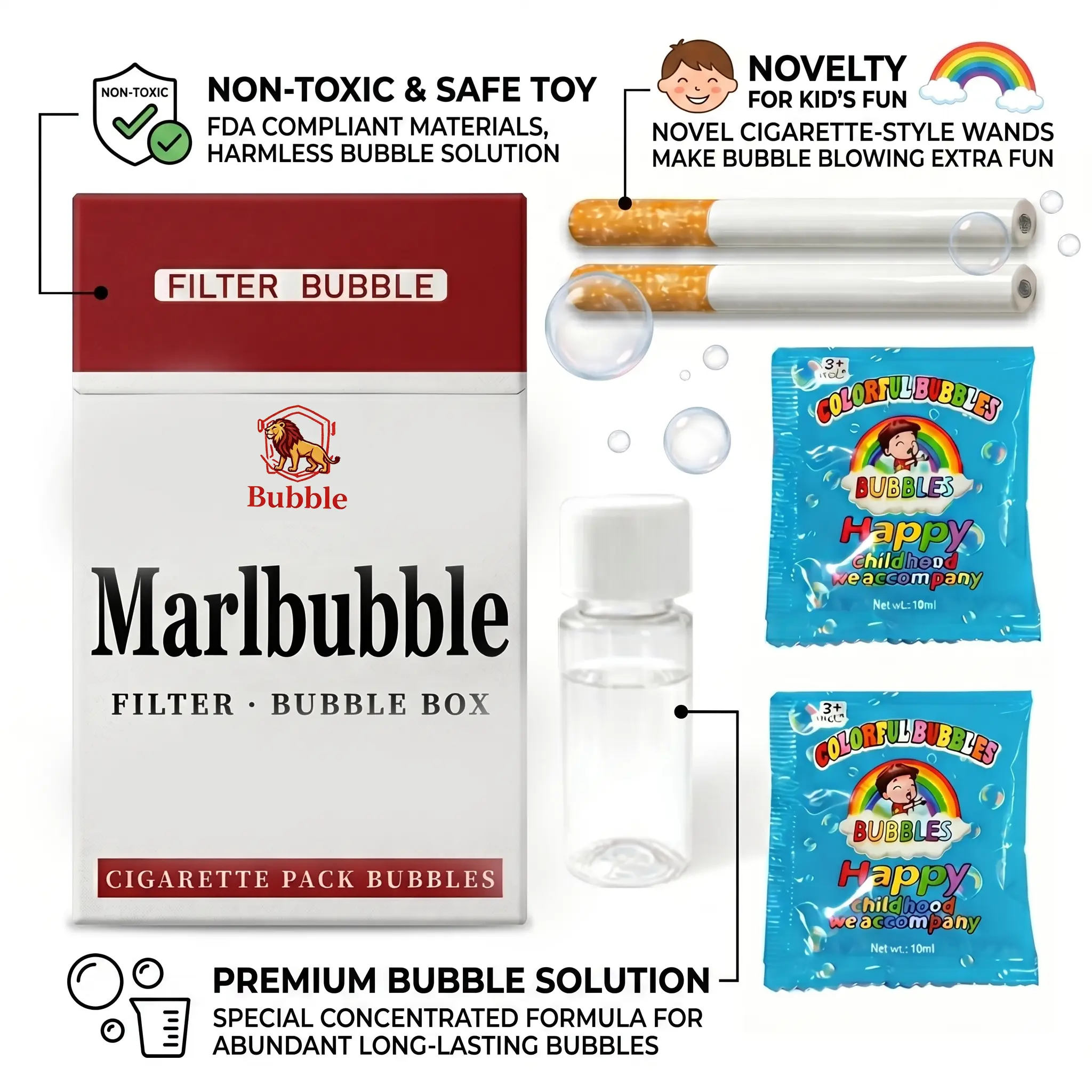 cigarette toy SummerVibes Bubble Cigarette StressRelief Toy, Fake Cigarette Shape,Mini  Bubble Blower,Bubble Sticks, Relaxation Tool,Suitable for  Birthday/ChristmasParty Gifts, for Men & Women（Newly Upgraded Version）