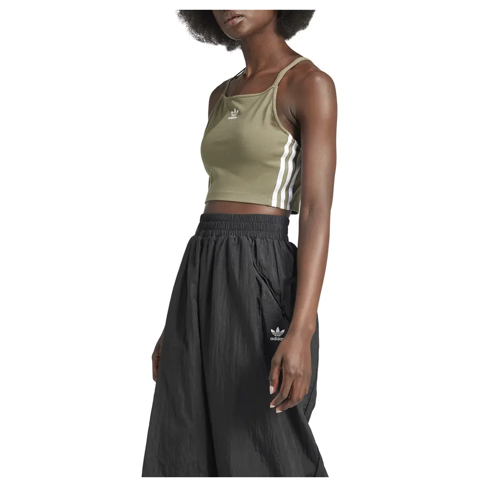 adidas Womens Adicolor 3-Stripes Crop Long-Sleeve  Casual Crop Top - Green