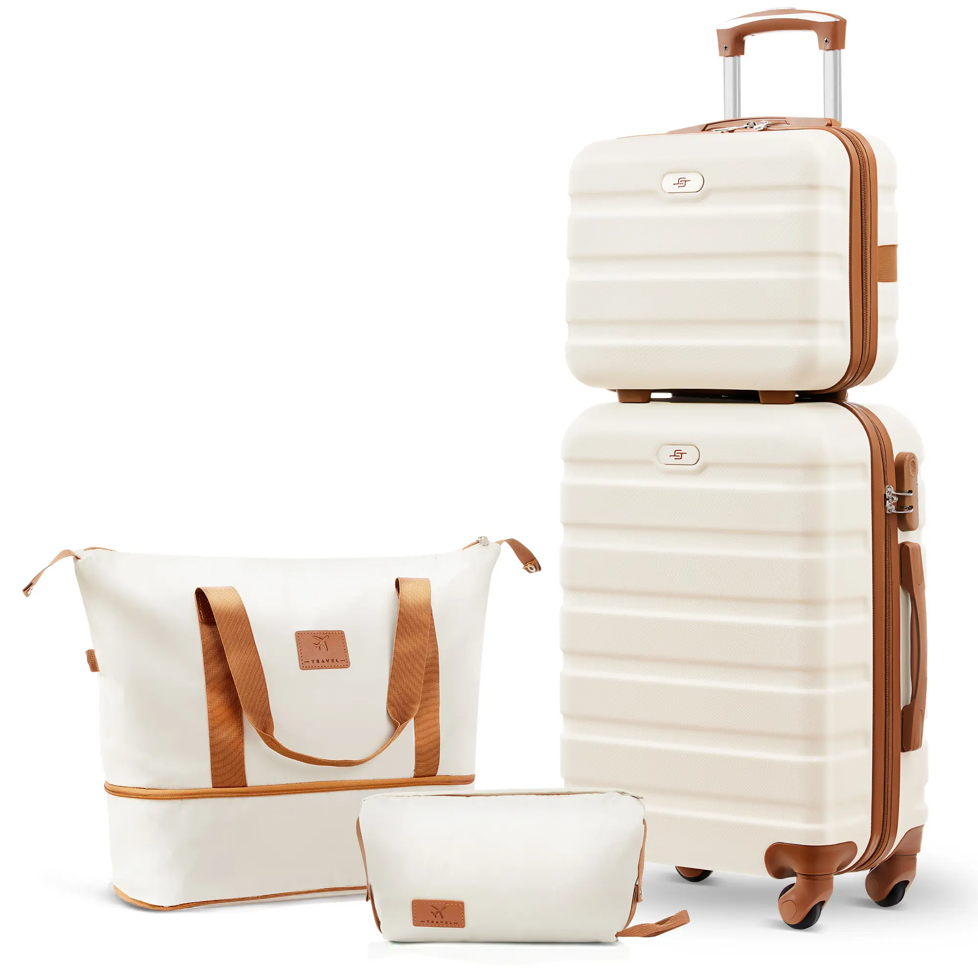 4PCS White Brown