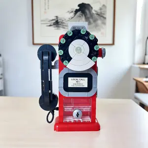 Handmade Vintage Telephone Building Block Display Piece DIY Electronic Model Educational Creative Art Ornament Collectible Gift