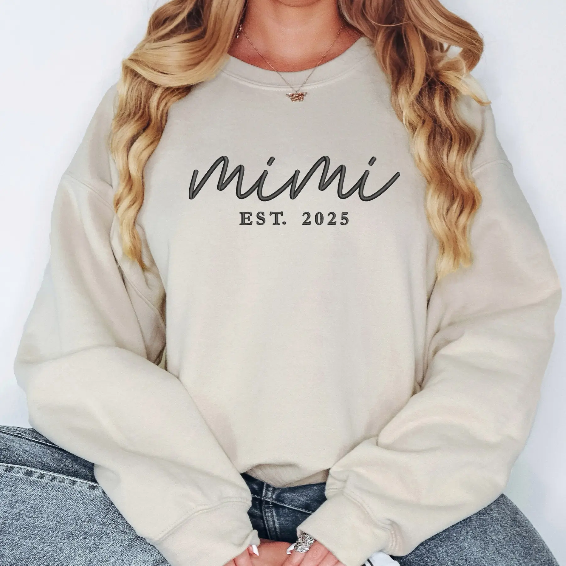 Mimi Established 2025 Embroidered Sweater | Unisex Crewneck Sweatshirt | Custom Name & Year | Gifts for Mimi | Mimi Life | Personalized