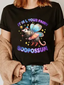 100% Cotton Funny Vintage Opossum It Is I Your Fairy Godpossum T-Shirt
