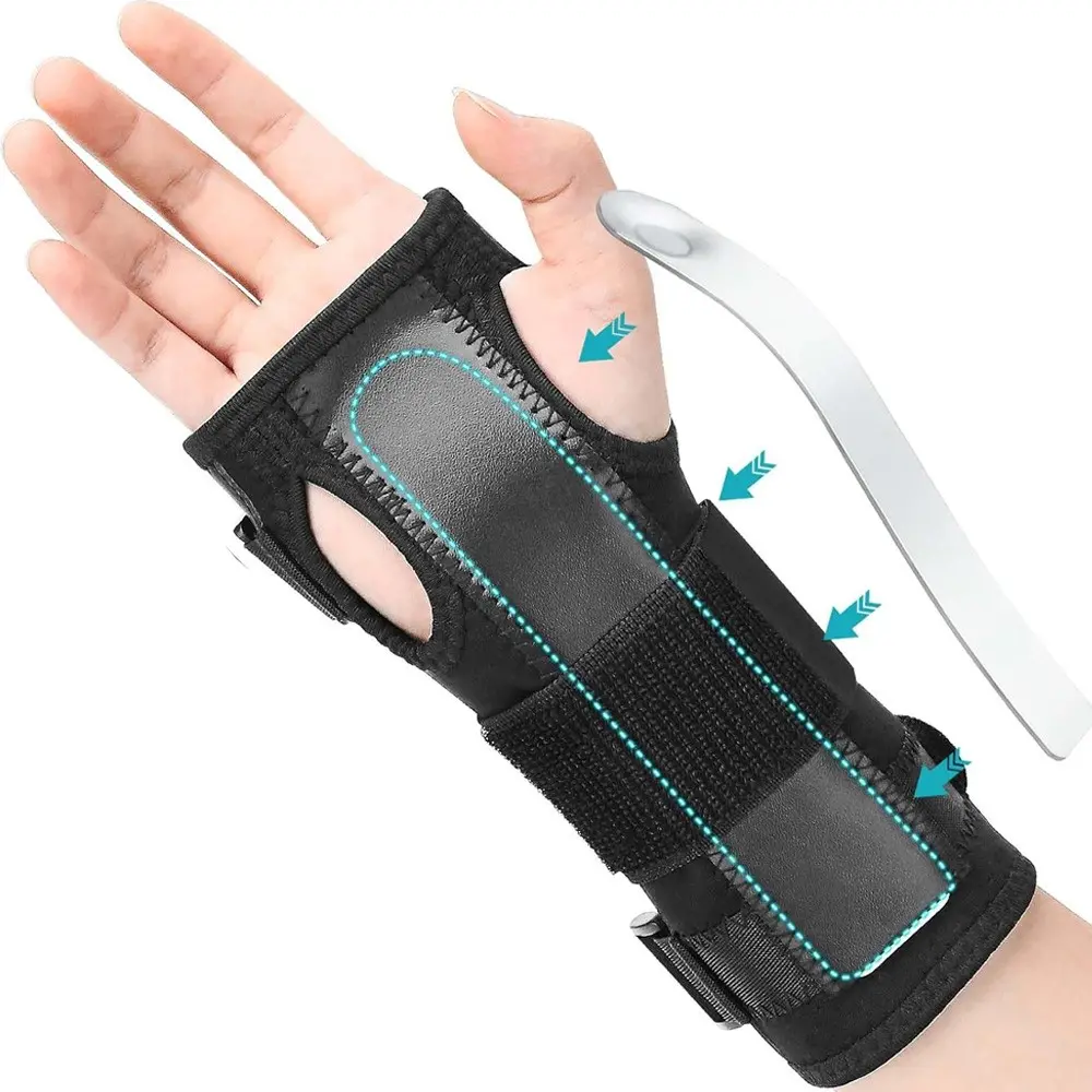 Carpal Tunnel Ergonomic Wrist Brace Support with 3 Straps and Metal Splint Stabilizer Wrist Wraps - Helps Relieve Tendinitis Arthritis Carpal Tunnel Pain - Reduces Recovery Time for Men Women