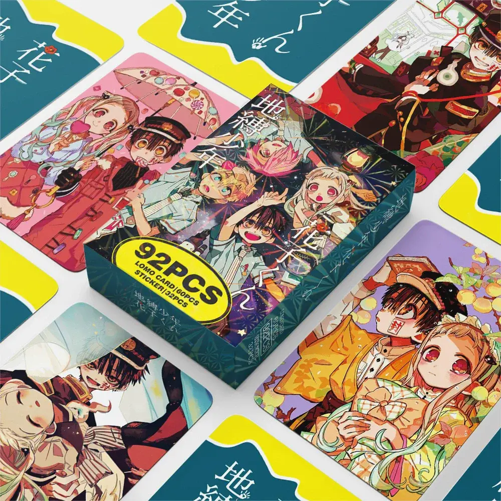 Toilet Bound Hanako Kun Photo Cards Set 60 Lomo Cards & 32 Cute Anime Stickers Kawaii Collectibles for Fans Decor Present