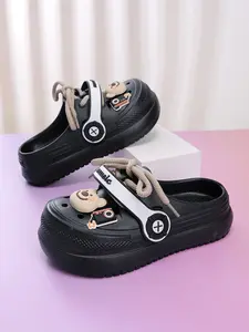 1 Pair 4-Color EVA Casual Clog Shoes, Non Slip Clogs (35-40 Sizing) - Breathable Comfort Fabric + Anti-Slip & Wear-Resistant EVA Material + Cute Decor Design, For Daily Casual Scenarios, Comfortable For Long Wear, Anti-Slip & Lightweight