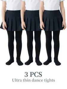 3 Pieces Toddlers' White Footless Dance Tights - Lightweight & Comfortable for Little Ones