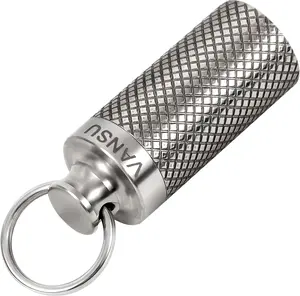 Titanium Waterproof Keychain Pill Holder Container,Portable Mini Size Pill Box Case for Outdoor Travel Camping VANSU