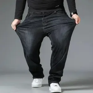 jeans pants 10XL Mens Baggy Jeans Oversize High Waist Loose Trousers Large Size Male Denim Pants Husband Plus Size Loose Blue Denim Pants Streetwear Casual Menswear Fashion