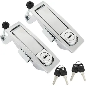2 Pcs Zinc Alloy Compression Latch Lock, Adjustable Lever Hand Operated Trigger Latch with Raised Trigger, Lock with Keys(Silver)