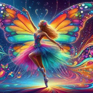 5D DIY Full Drill Round Diamond Painting - Diamond Painting Kit Rainbow Wings Mosaic Canvas DIY Wall Art, Home Wall Decoration