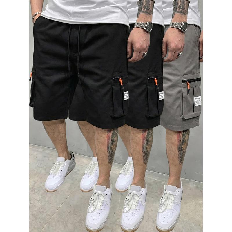 men's cargo shorts Men’s 3-piece outdoor cargo shorts with multiple pockets and zippered pockets; two-pocket design with large, functional 3D side pockets and a drawstring waist. Suitable for everyday hiking and fishing. Great value for money. summer