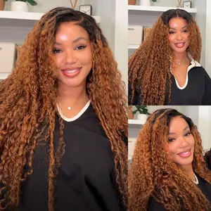 [New Launch] Wavymy Water Wave Glueless Wig Ombre Brown With Natural Black Roots C Part 7×5 Lace Wear Go Wig Pre Plucked Pre Cut Lace Minimal Knots 100% Human Hair 180% Density Soft Natural Blend Beginner Friendly Easy Install Realistic Hairline