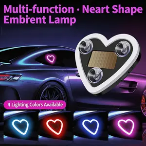 Car LED Ambient Light, Rechargeable Solar-Powered Heart-Shaped LED Light, 6 Lighting Modes, Romantic Car, Outdoor Decor, Ideal Gift for Couples, Women, Men