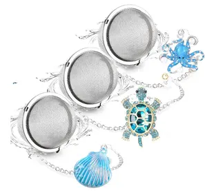 Tea Steeper for Loose Tea 3 Sets Stainless Steel Loose Leaf Tea Steeper Tea Infuser Tea Balls for Loose Tea Silver Glow In The Dark Turtle Pendant Tea Strainers for Loose Tea