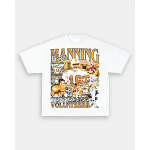 {Graphic Tee 100 %cotton}Peyton Manning Tennessee Tee Vintage Bootleg Streetwear Graphic T-Shirt Retro Football Fan Tee Casual Unisex Cotton Short Sleeve Tee Sports Legend Camiseta Oversized Vintage Style Top