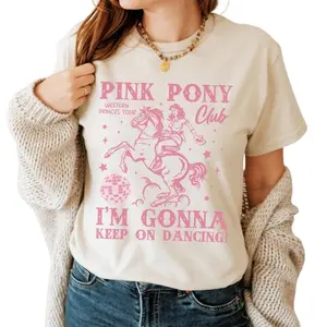 Pink Pony Club T-Shirt with Bold Western and Disco Ball Design