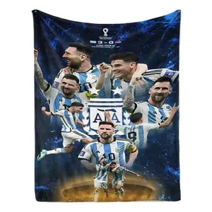 1pc Vintage style Lionel Messi inspired design super soft flannel blanket for home office travel or camping, suitable for all seasons travel bed couch sofa