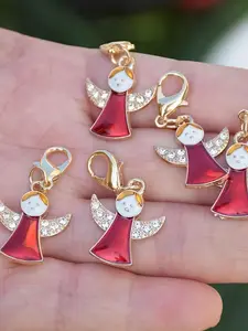 10pcs Red Christmas Angel Keychain Set with Lobster Clasp, Christmas Day Keychain Gift, Perfect Christmas Gift, Perfect Christmas Gift for Best Friends And Family, Interesting Christmas Gift, Merry Christmas, Alloy Material