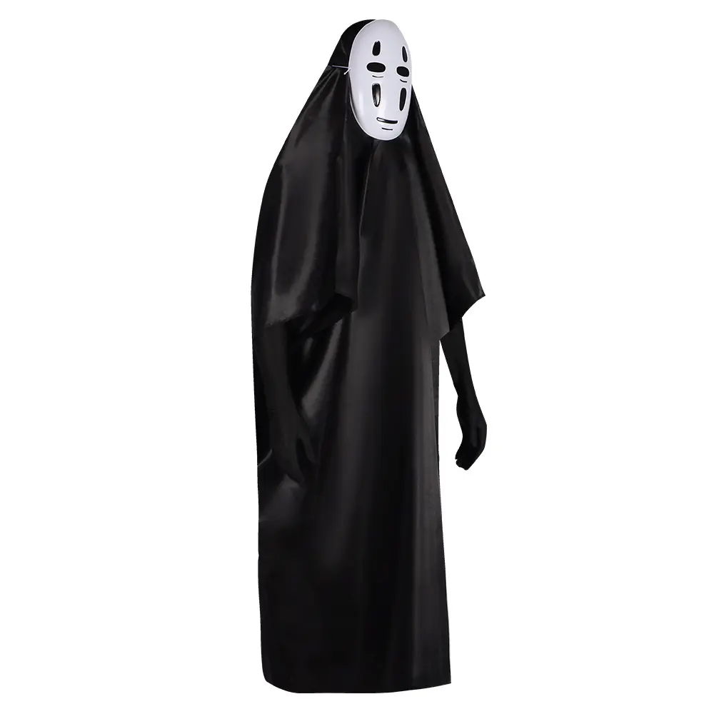 Men's No Face Cosplay Costume, Aesthetic Hooded Robe with Sheer Shadow Cape & Mask, Minimalist Breathable Pullover Set for Halloween, Menswear, Shadows, Complete Set Of Black And White Mask Clothing + G, Hoodie, Rayon, Breathable Fabric, Mystery, Elastic,