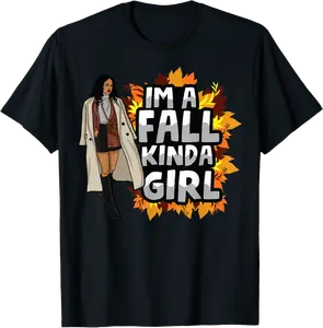 I'm A Fall Kinda Girl Harvest Leaf Funny Melanin Black Women T-Shirt - Jacobjbt Shop 22B09FKLVY5H