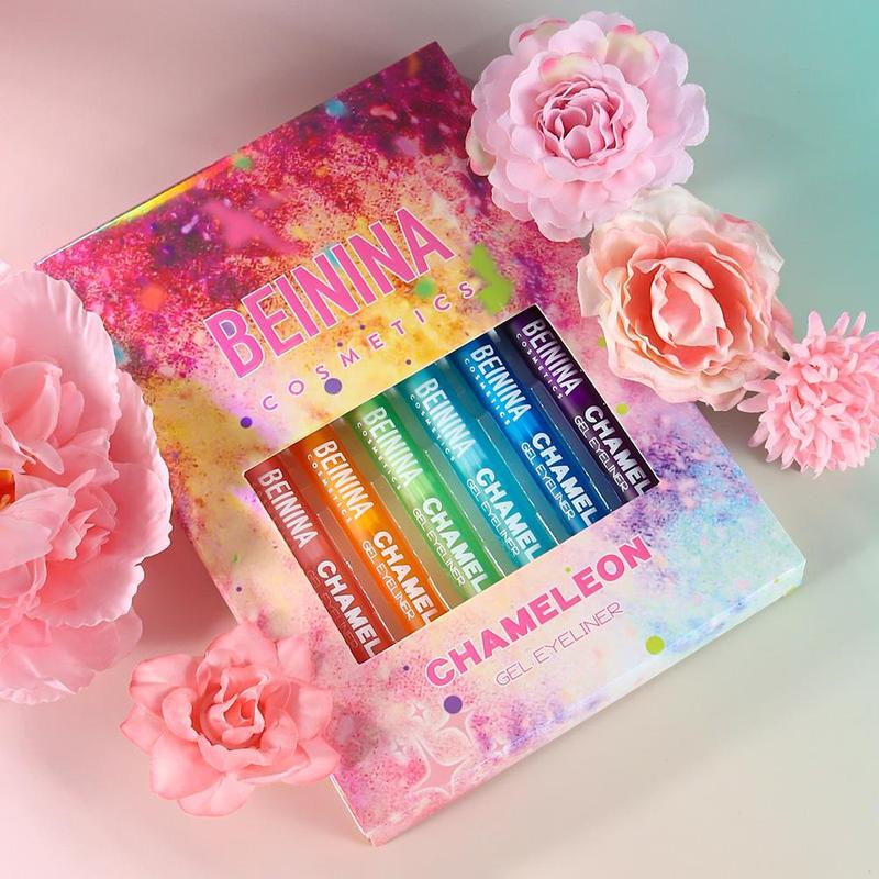 BEININA Cosmetics Chameleon 6-Color Shimmer Liquid Eyeliner Set Long-Lasting Rainbow Hues with Light-Shifting Effect for Bold Eye Makeup