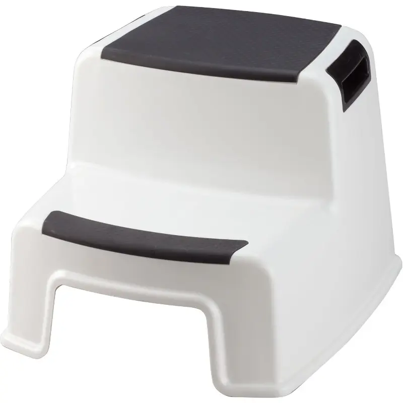 LivingSURE 2-Tier Portable Stepping Stool, Sturdy Design with 280lbs Cap. (Supports Up to 280 lbs), Plastic 2-Step with Textured Surfaces, Built-in Handles, for Indoor Home Safety, Reach High, 13.5"x12"x10.25"