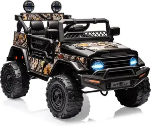 Gaomon 12V Kids Electric Ride-On Truck Car - Power Wheels with Remote Control, Ride On Wheels, 3 Speeds, LED Lights, Bluetooth Music, Parent Safety Brake, Realistic Features (For 12+ Years, Black)