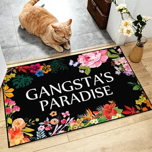Floral & Letter Pattern Door Mat, Non-slip Entrance Door Floor Mat, Decorative Carpet for Home Living Room Bedroom Outdoor Front Door Garage, Boho Floral Rug, Boho Printed Rug