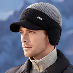 Men's Winter Knit Beanie Hat with Earflaps Ski Hiking Cold Weather Protection Elastic Stretchy Warm Soft Daily Commute Outdoor Fashionable Knit Cap