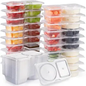 Reusable Snack Container, 5/20pcs Double Compartment Food Storage Container with Lid, Food Storage Container for Snack, Seasoning, Outdoor Dining and Camping, Kitchen