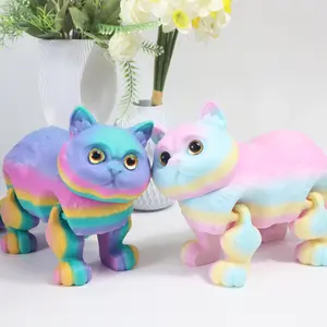 3D Printed Short Hair Cat Figurine, 36cm/14.17 Inch, Realistic Eyes, Gradient Colors, Jointed Design, Home Decor Gift Idea, Collectible Room Decor