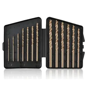 13 count Cobalt Drill Bit Set, M35 High Speed Steel Drill Bit Set (1/16"-1/4") for Hardened Metal, Stainless Steel, Cast Iron and  Plastic with Indexed Storage Case