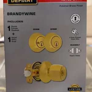 Defiant Brandywine Polished Brass Combo Pack with Double Cylinder Deadbolt