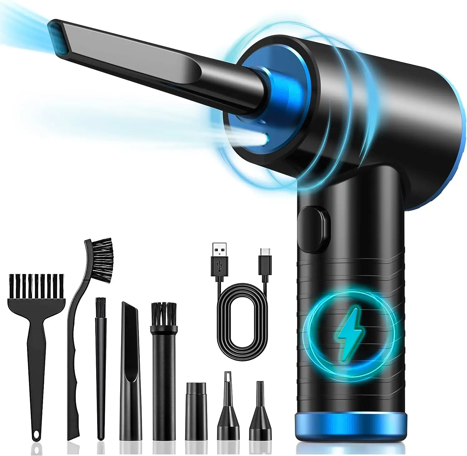 KEIMI 130,000 RPM Cordless Air Duster – Powerful, Eco-Friendly & Rechargeable | Removes Dust & Pet Hair Fast | LED Light & 3 Speeds for Electronics, C