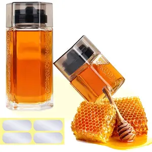 Honey Dispenser No Drip Glass Syrup Bottles Jars Containers Pourer Sauce Bottle Condiment  Oil Spout, 7.28inchesX3.34inchesX3.34inches