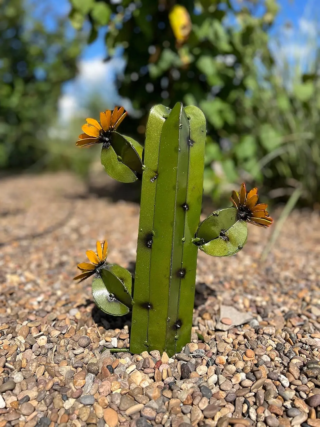 Mini Metal Saguaro 11” - Handmade Rust-Resistant Garden Art for Indoor & Outdoor Decor Mexican Yard Sculpture Eco-Friendly No Assembly Needed