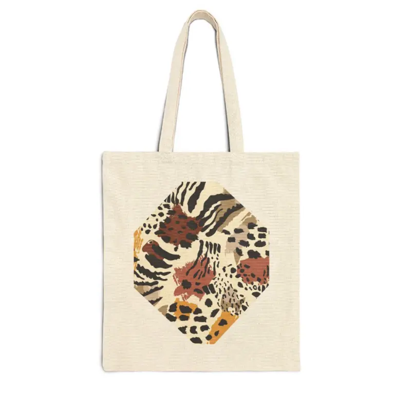 Cheetah Print Tote Bag - Cream Color with Unique Design and Handles