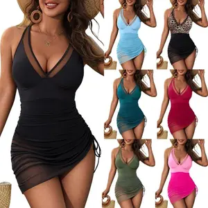 Womens One Piece Swimsuit Modest Tummy Control Bathing Suit Twist Front Swim Dress Swimwear 2025