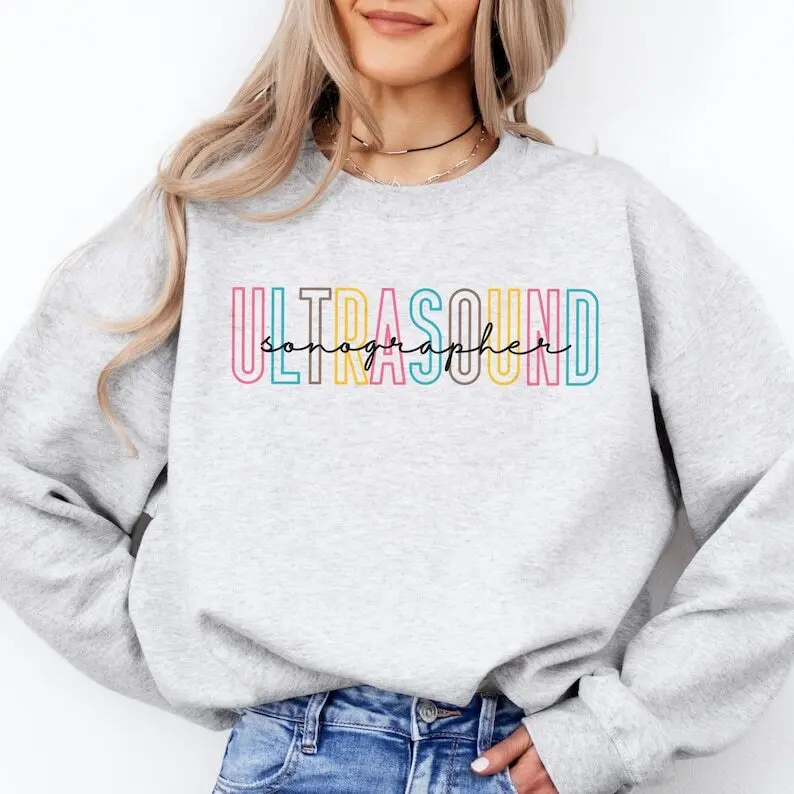 Ultrasound Sonographer T-Shirt OR Sweatshirt ,Ultrasound Technologist short sleeve shirt, Sonographer , Sonography Student  RDMS Graduation hoodie Cotton Fabric